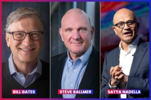 Bill Gates, Steve Ballmer and Satya Nadella