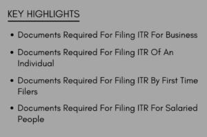 Documents for ITR