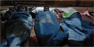 Jeans into sleeping bags