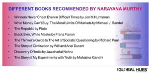 Which are the different books recommended by Narayana Murthy