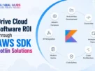 Promotional banner for Kotlin AWS SDK solutions with a circular diagram of features around the Kotlin logo.